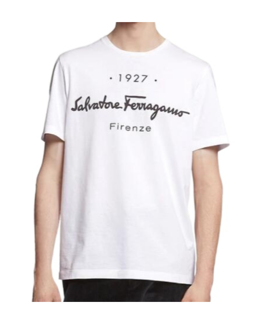 Ferragamo Signature Velvet Logo T-shirt In White