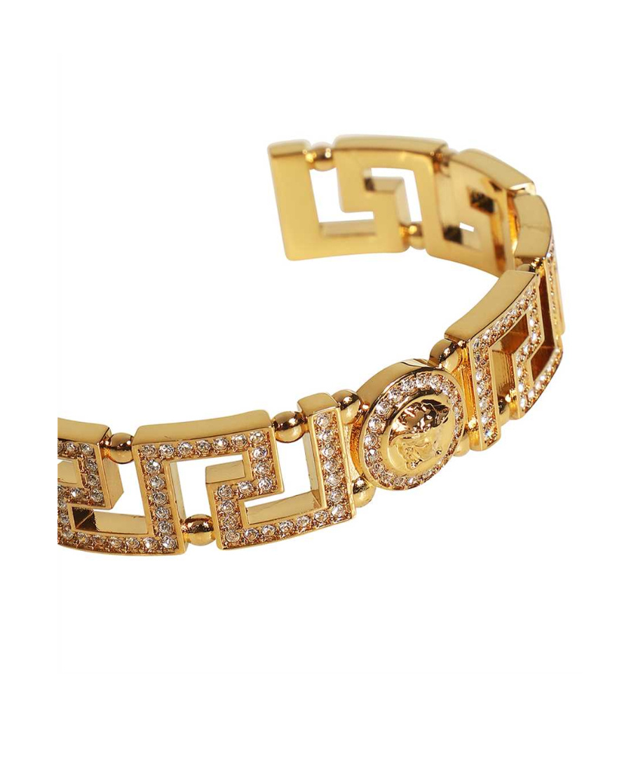 Versace Greca Tribute Medusa Cuff Bracelet In Yellow