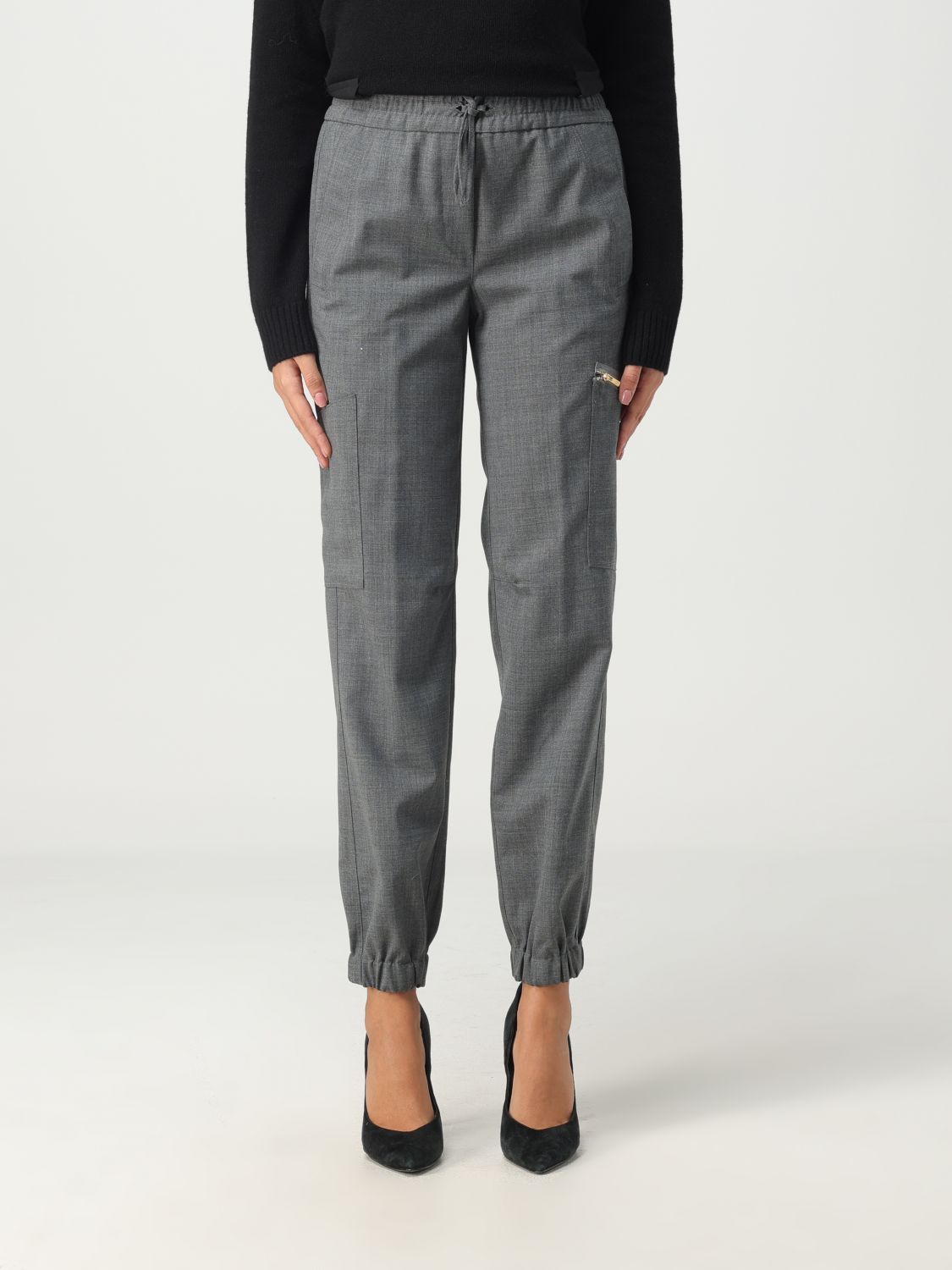 Semicouture Drawstring Casual Pants In Gray