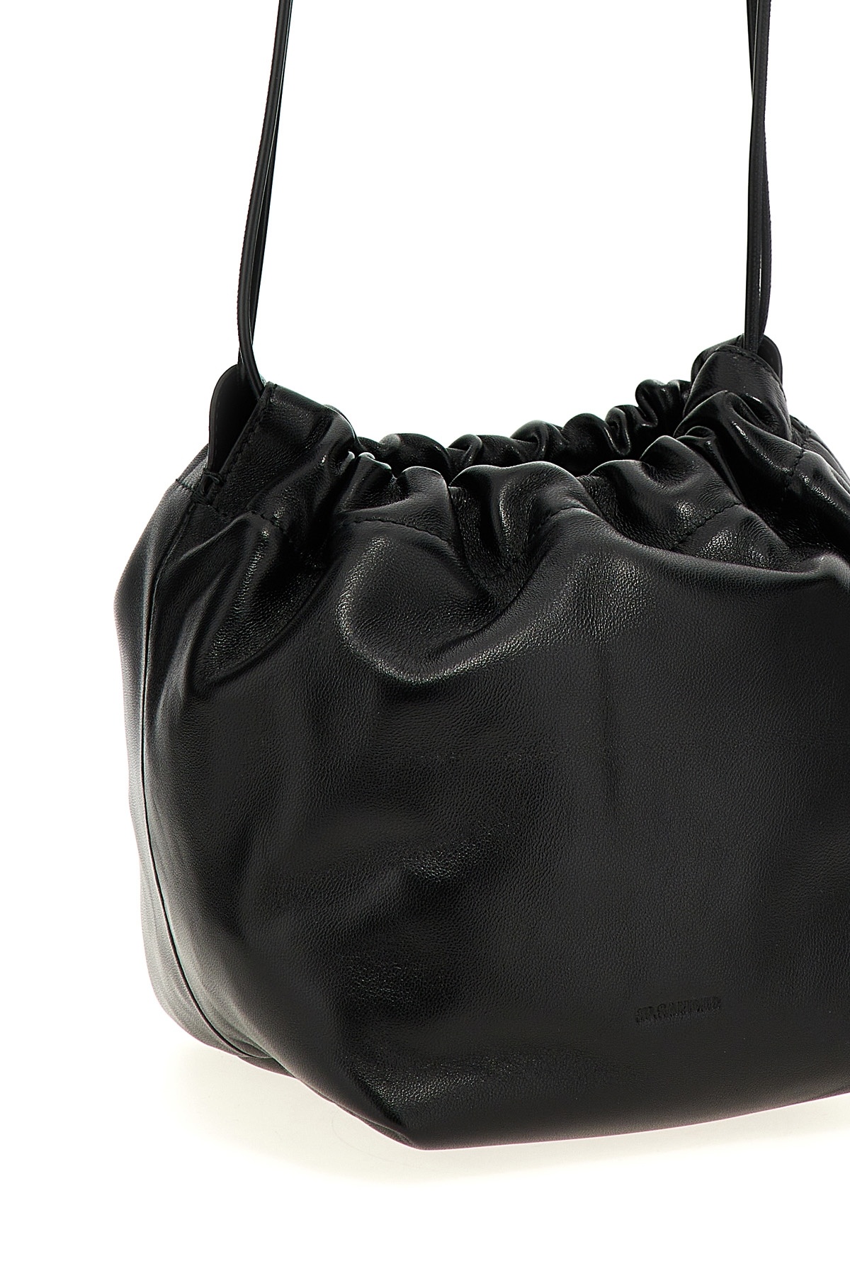 Jil Sander Dumpling Leather Bucket Bag In Black