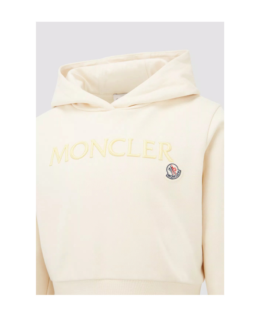 Moncler Embroidered-logo Cotton Hoodie In Nude