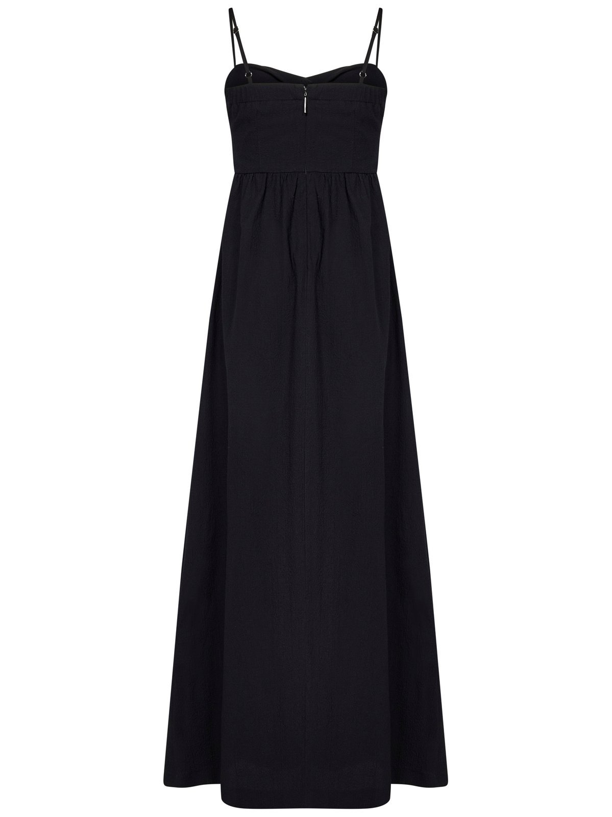 Msgm Fitted Black Dress With Ruching And Flowing Skirt
