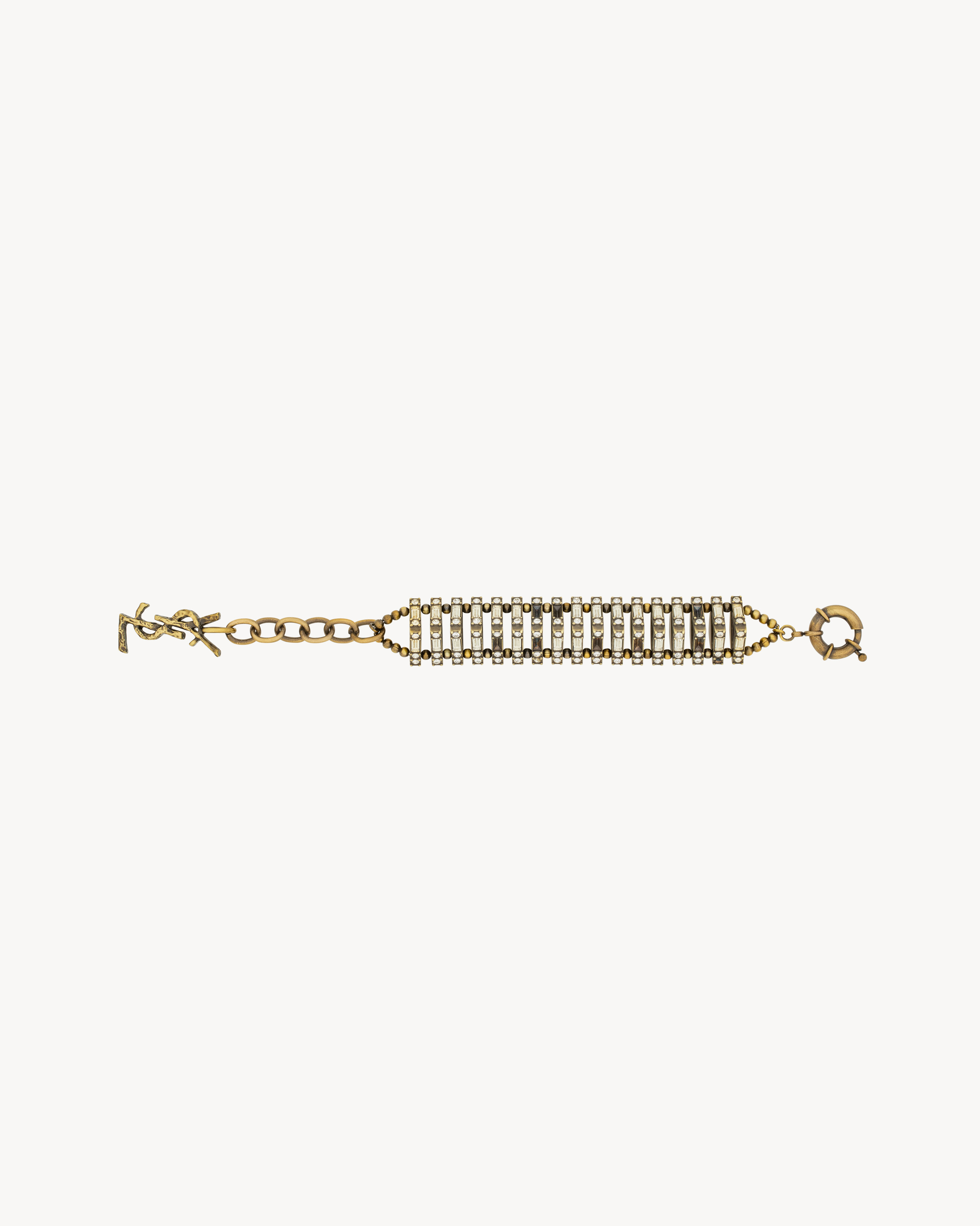 Saint Laurent Crystal Pyramid Bracelet In Metal In Gold