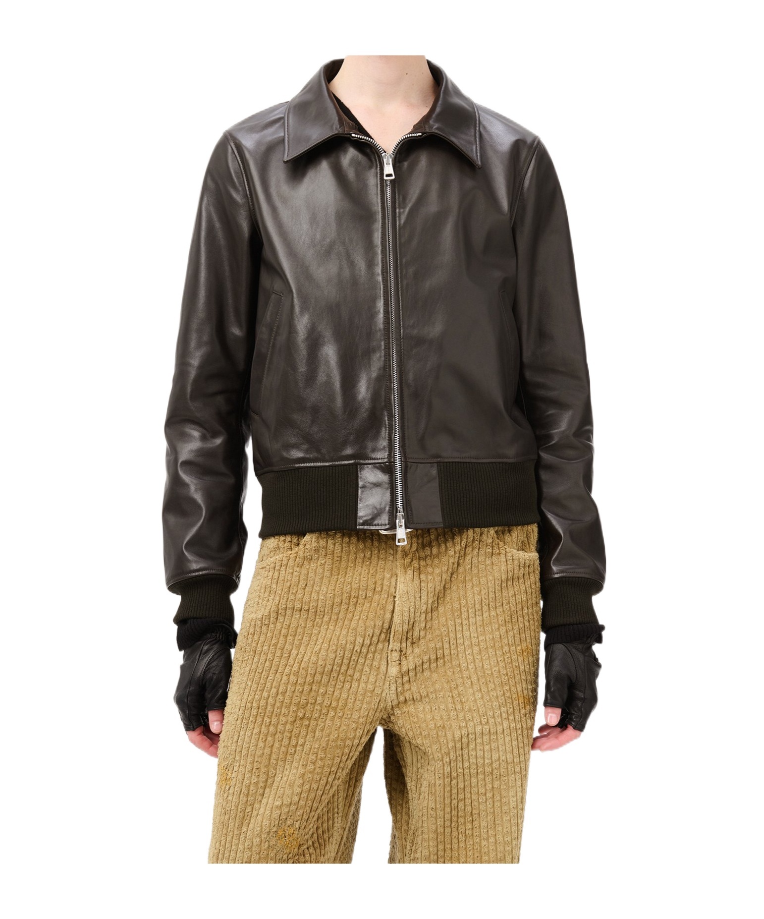 Our Legacy Pharos Leather Bomber Jacket With Removable Genuine Shearling Collar In Black