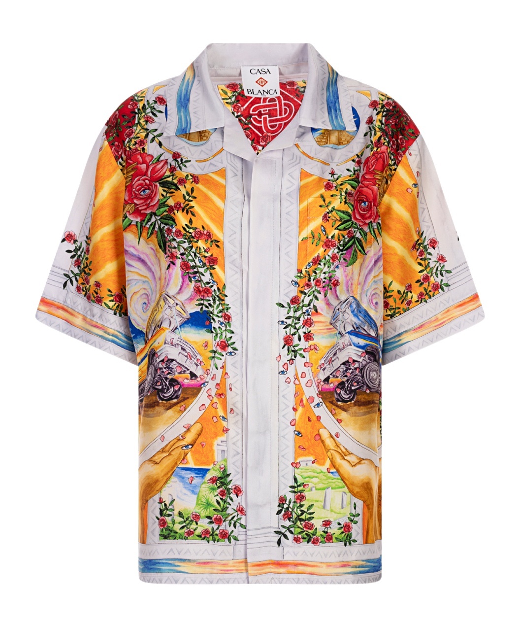 Casablanca La Tornade De Rose Short Sleeved Satin Shirt