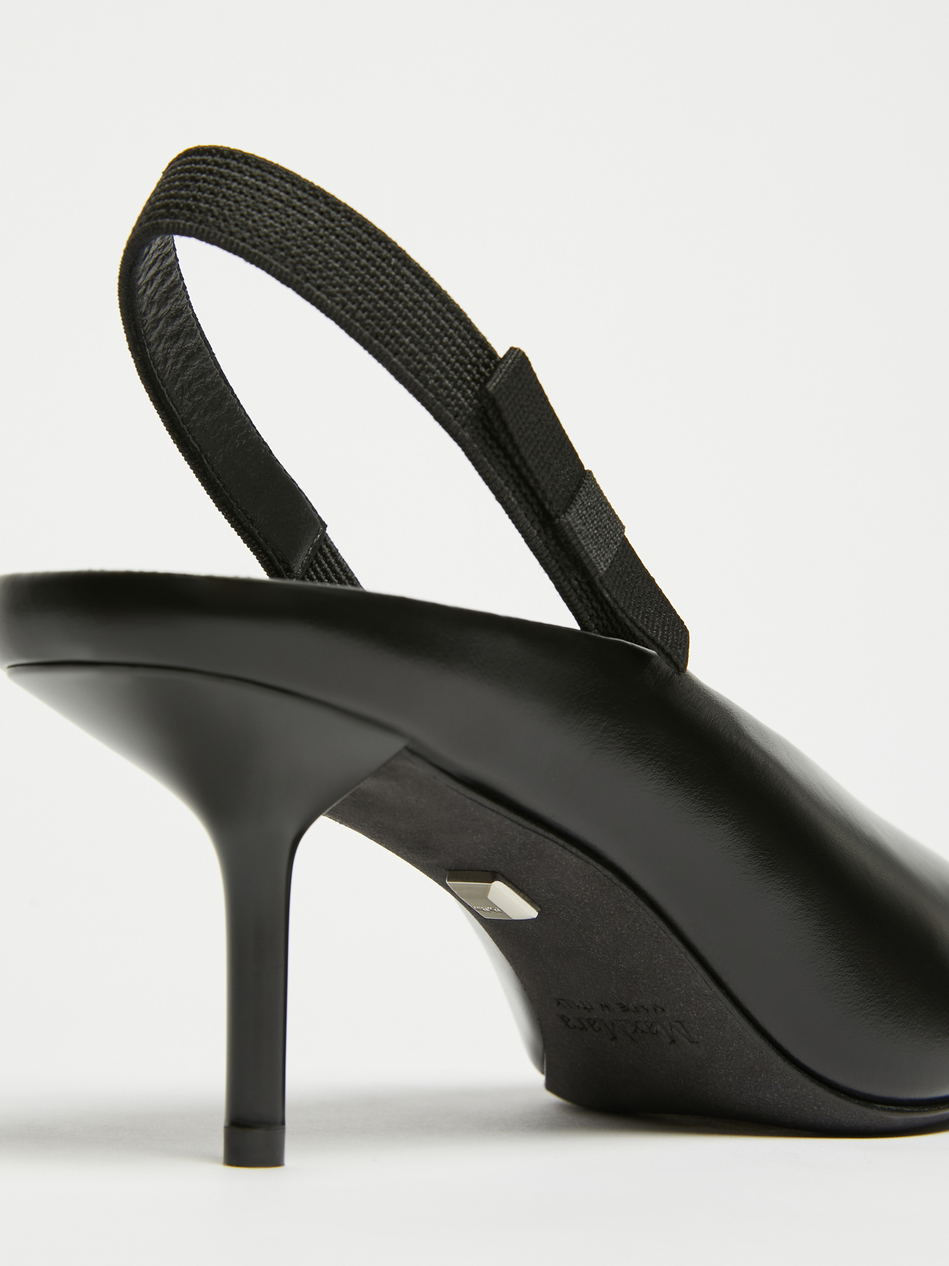 Max Mara Leather Slingback Mules With Bow In Black