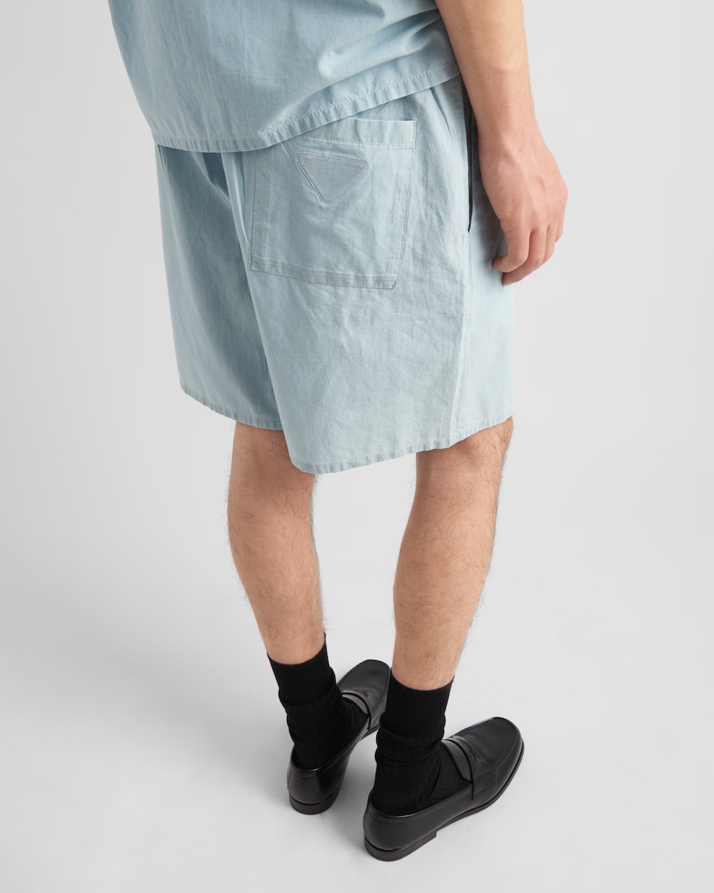 Prada Chambray Bermudas In Blue