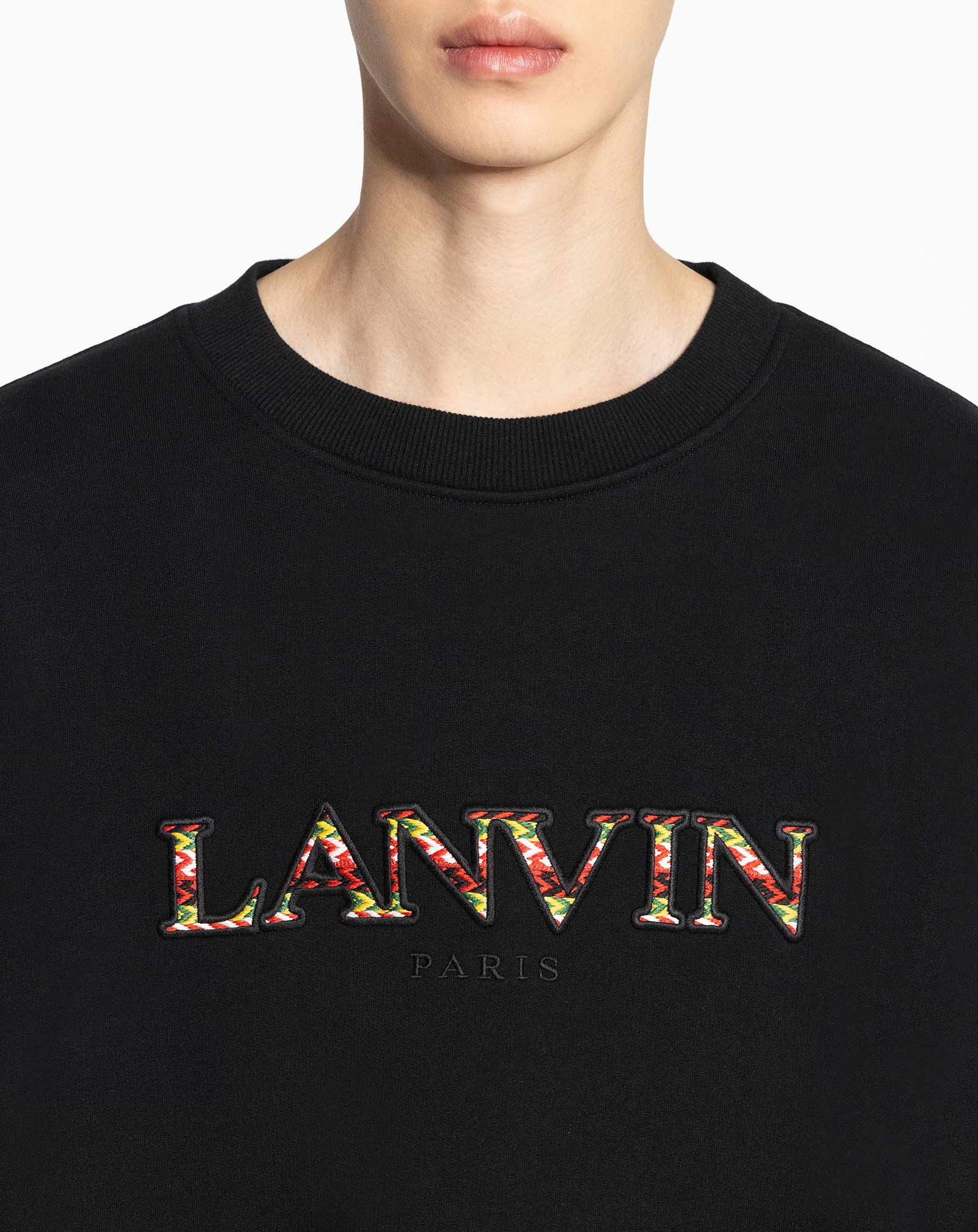 LANVIN EMBROIDERED LOGO CREW NECK SWEATSHIRT 