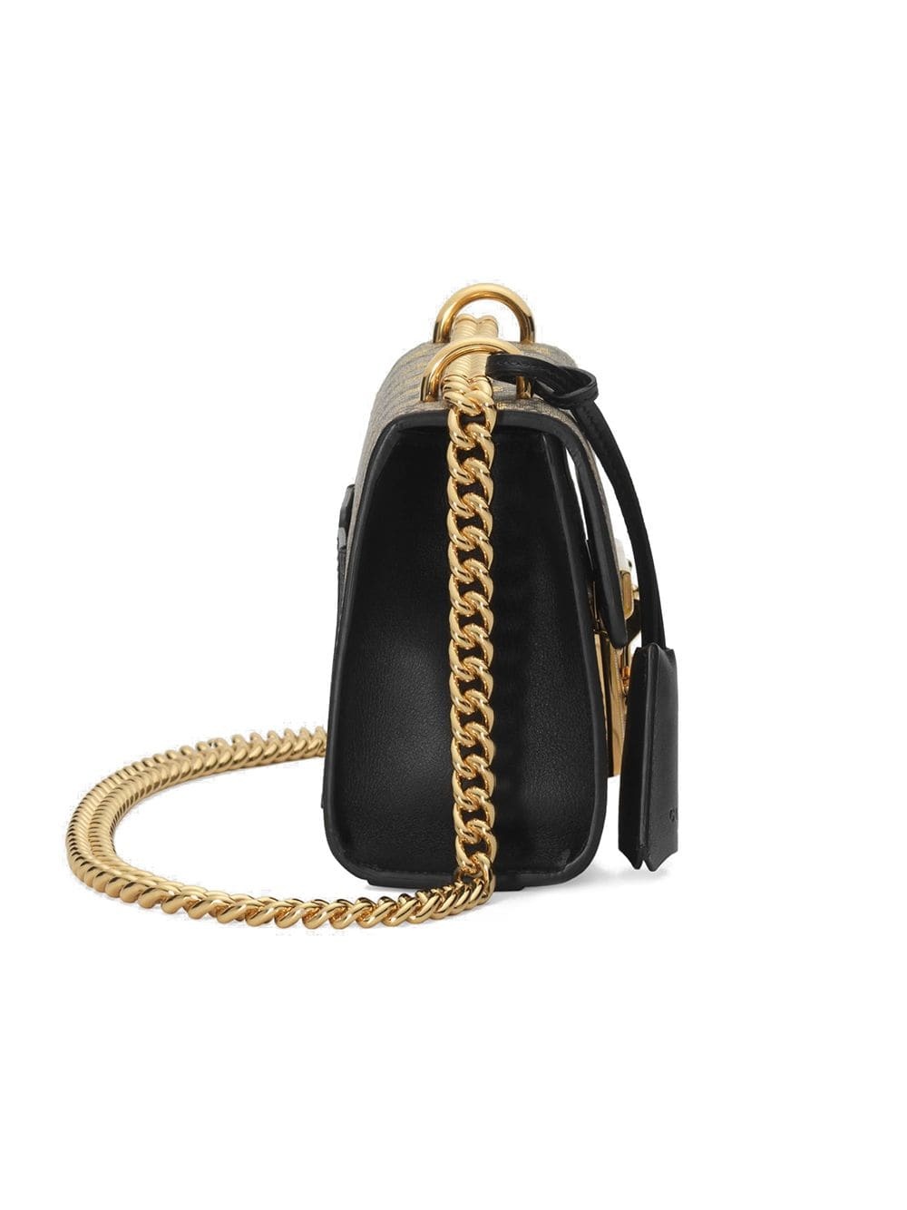 Gucci Gold Gg Bees Padlock Small Shoulder Bag In Brown