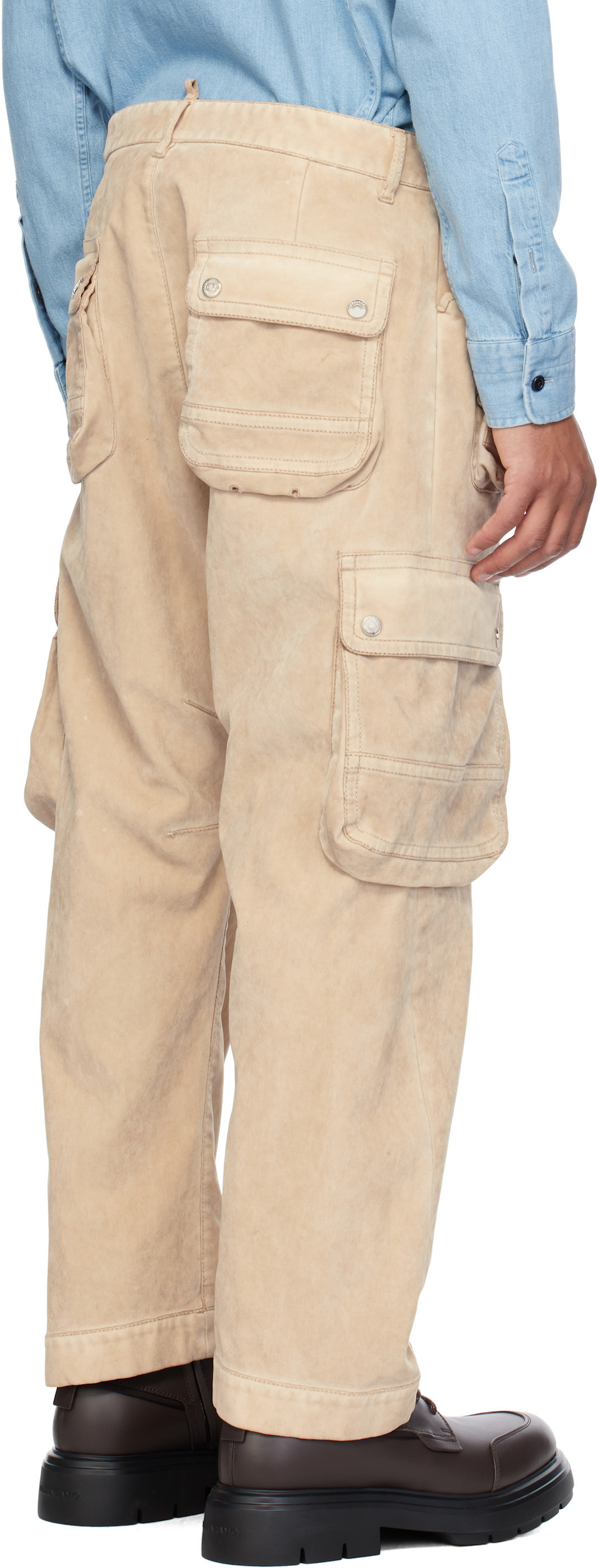 Dsquared2 Multi-pocket Cotton Twill Cargo Pants In Nude