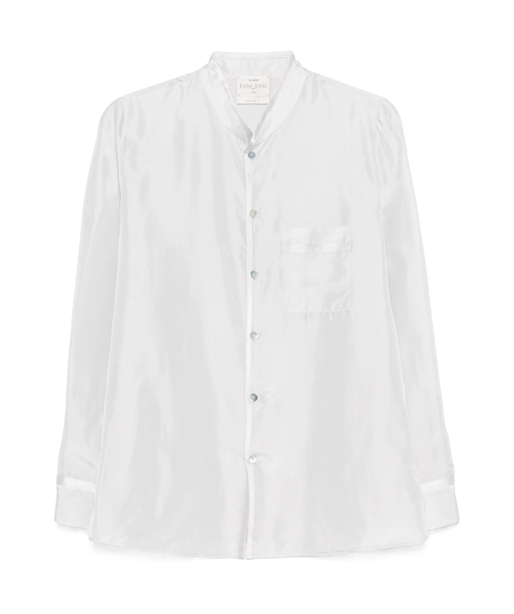 Shop Forte Forte Mandarincollar Shirt In Silk In White