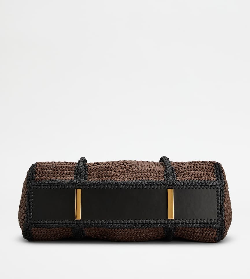 Tod's T Timeless Large Raffia Shoulder Bag