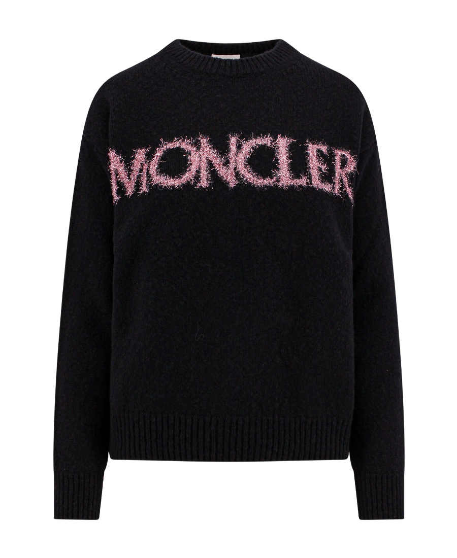 Moncler Logo Detailed Crewneck Knitted Jumper In Gray