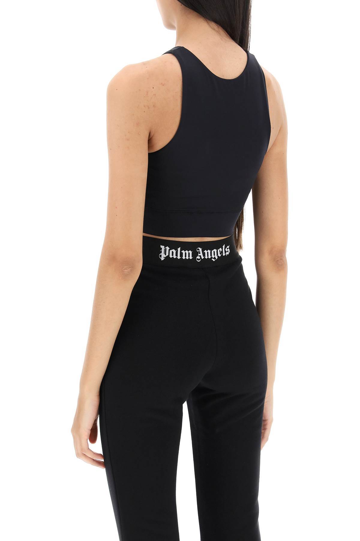 Palm Angels Black Training Crop Sport Top In Black
