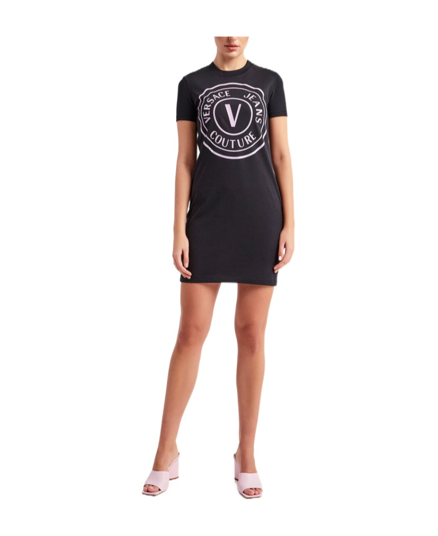 Versace Jeans Logo-print T-shirt Minidress In Black