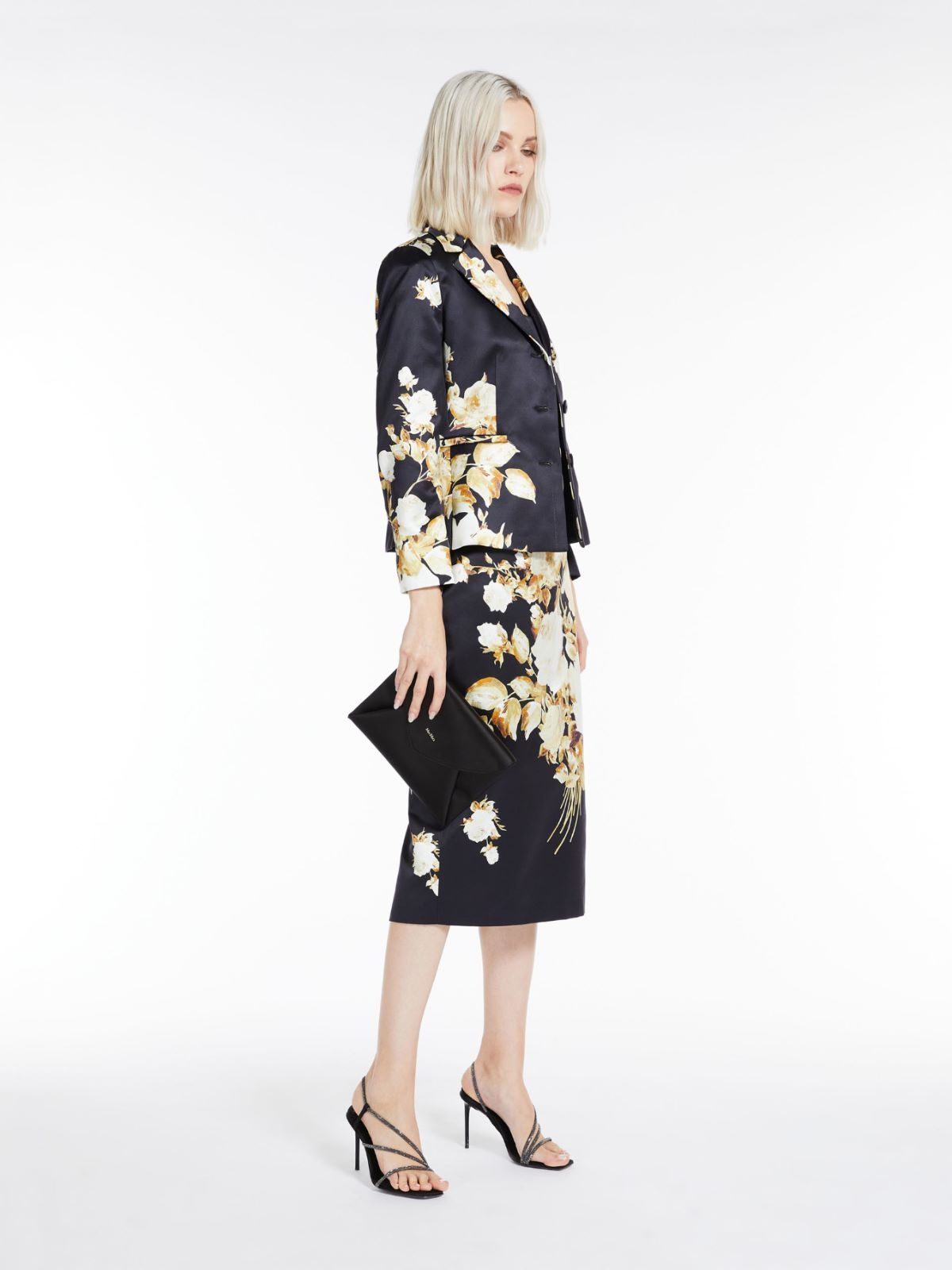 Max Mara Printed Duchess Suit Jacket In Black