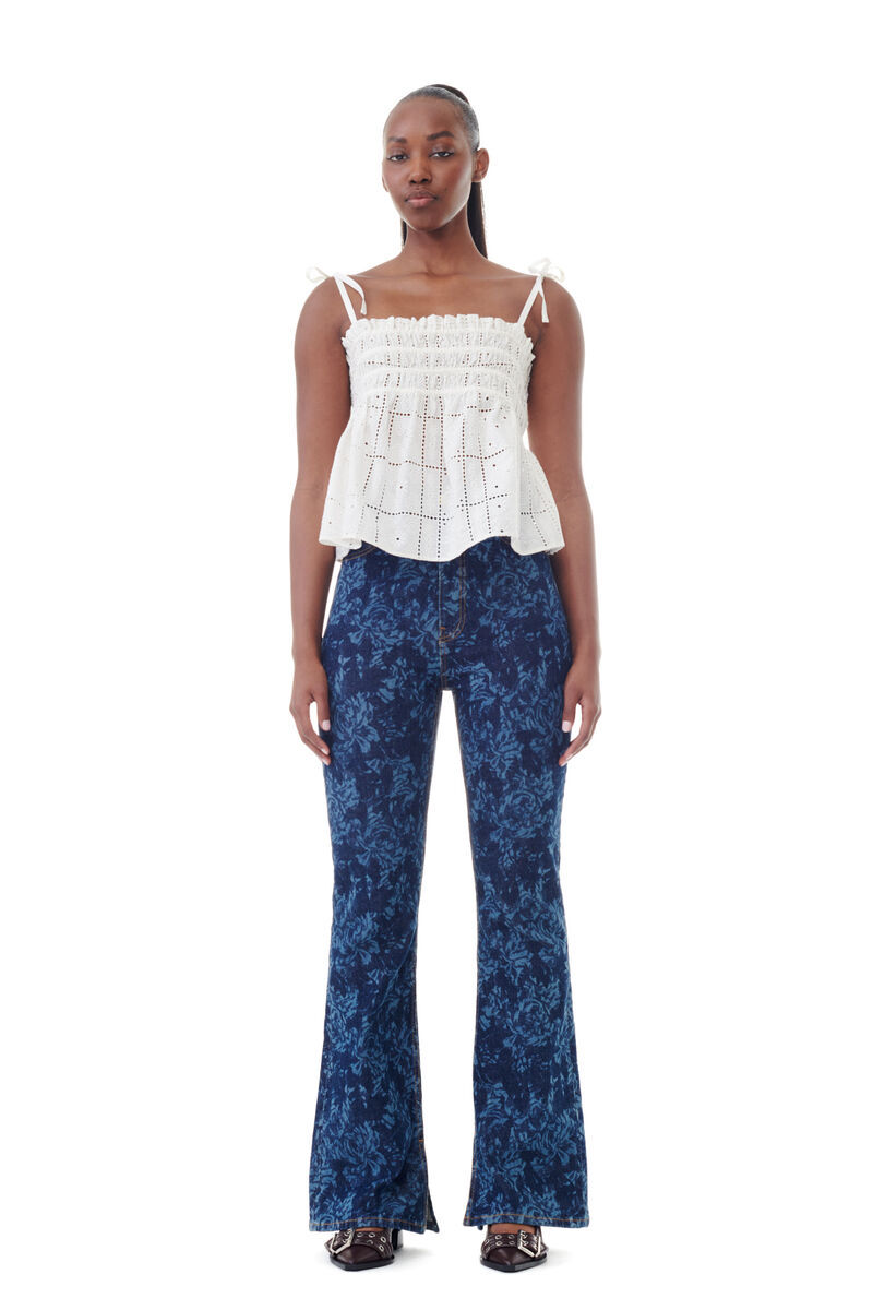 Ganni Thin Shoulder Strap Embroidered Sling In White