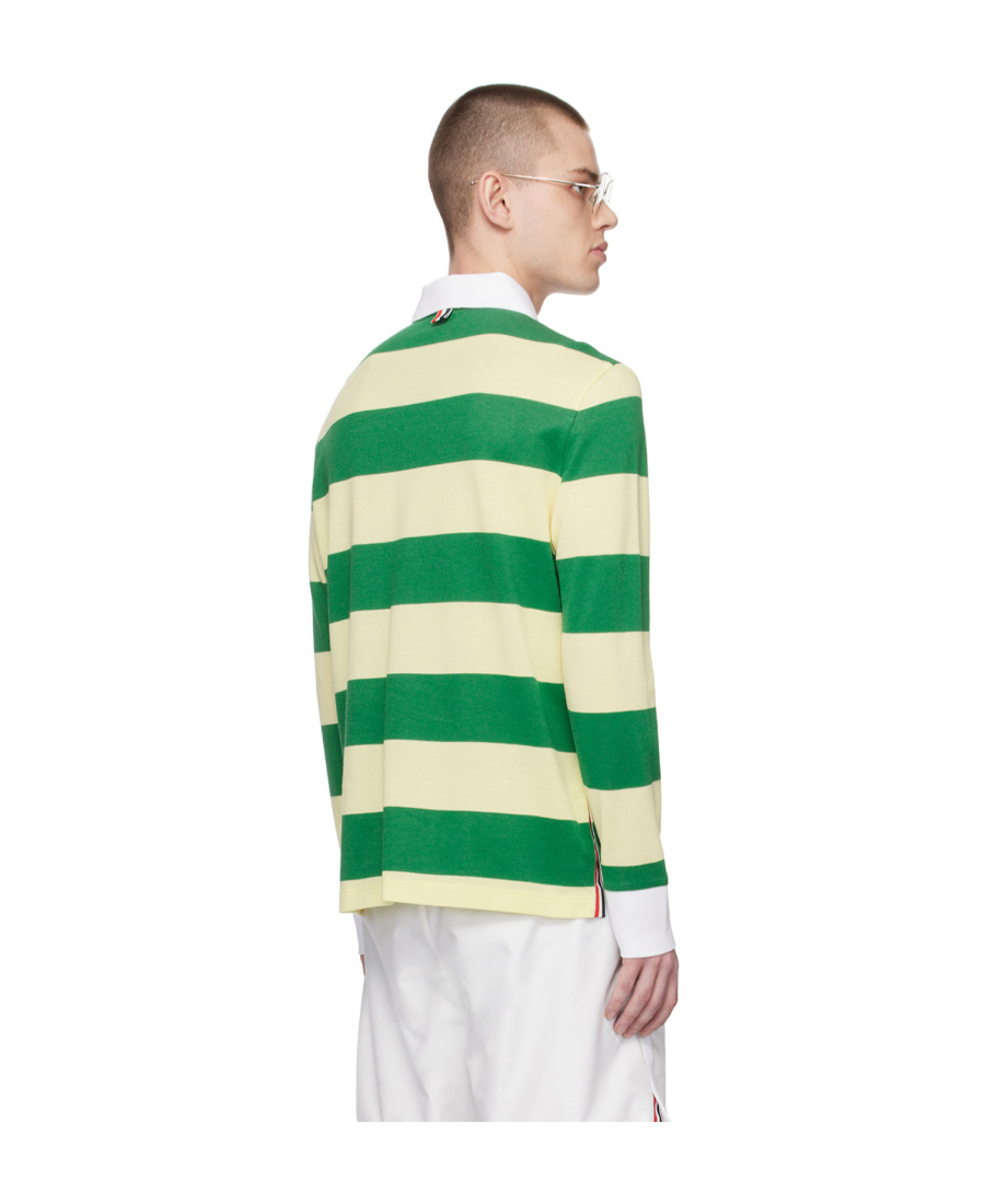Thom Browne Polo-style Stripe Sweatshirt In Green