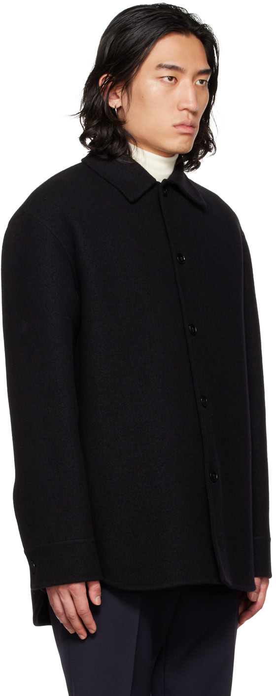 Jil Sander Black Shirt-jacket With Logo In Black