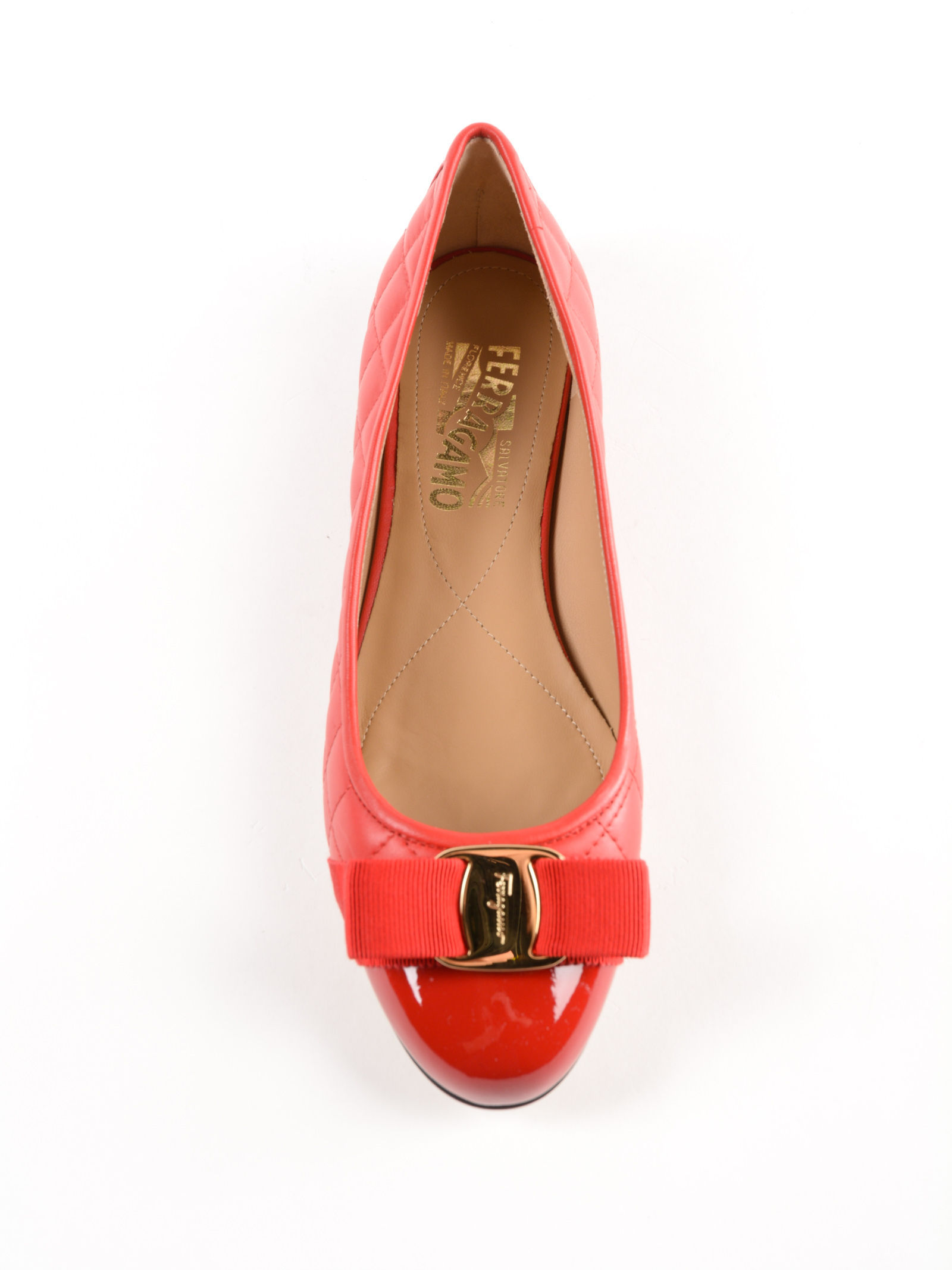 Ferragamo Bow Tie Ballet Shoes In Orange
