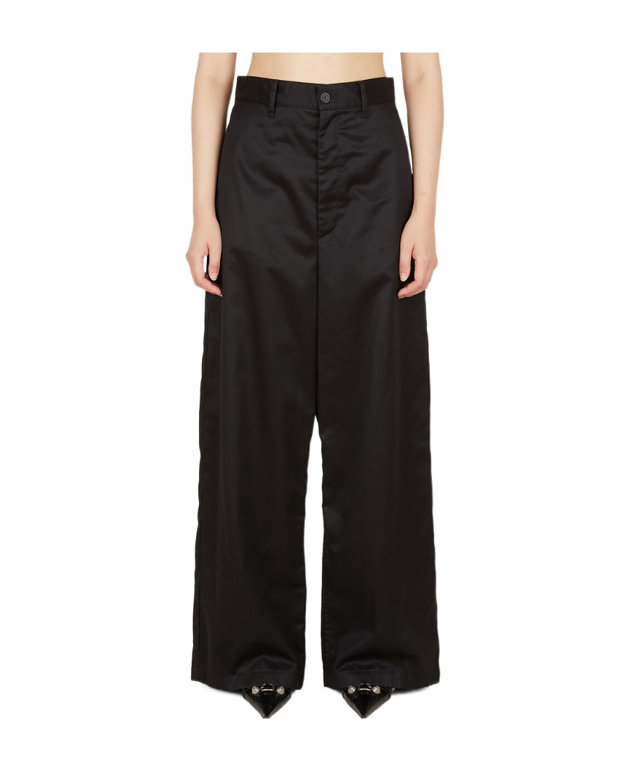 Balenciaga Drop-crotch Wide-leg Trousers In Black
