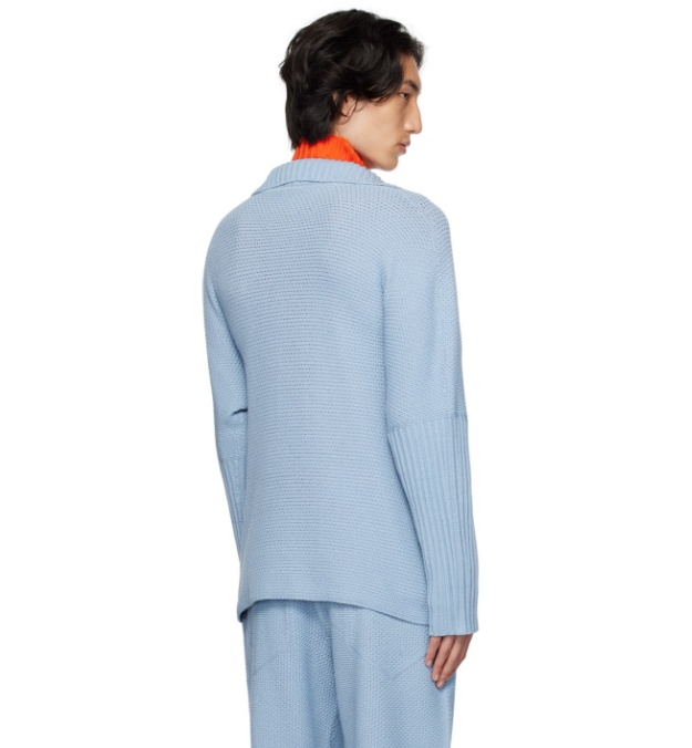 Issey Miyake Front Button Sweater In Blue