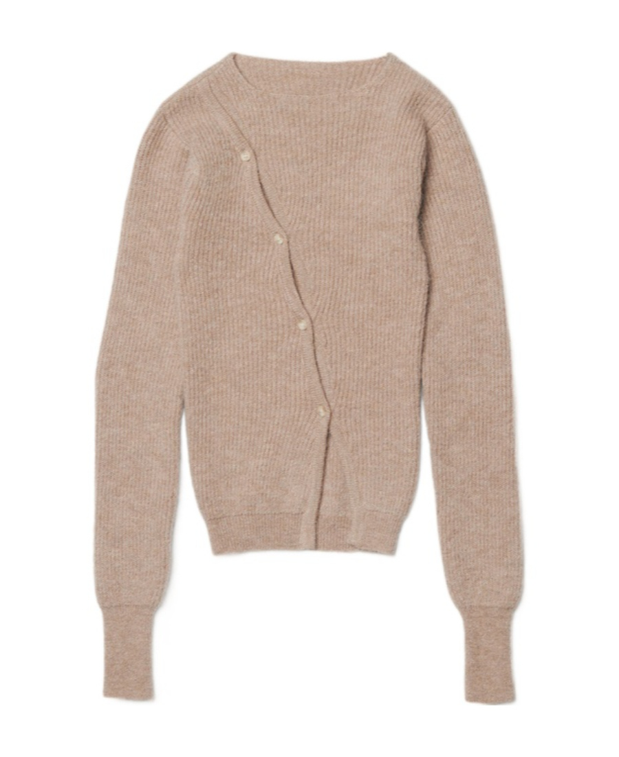 Jacquemus Pau Asymmetric Knitted Cardigan In Nude