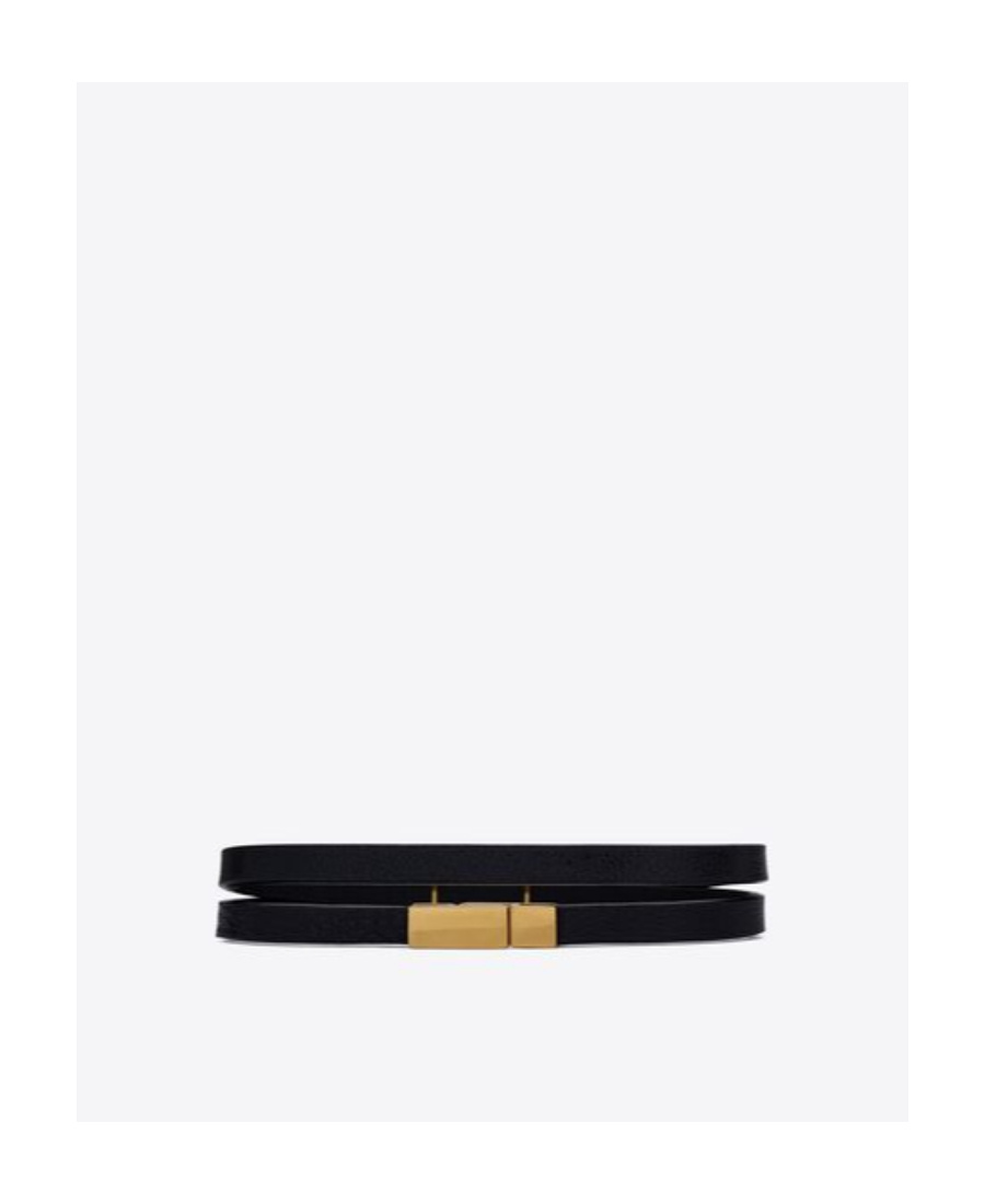 Saint Laurent "cassandre" Double-wrap Bracelet In Black
