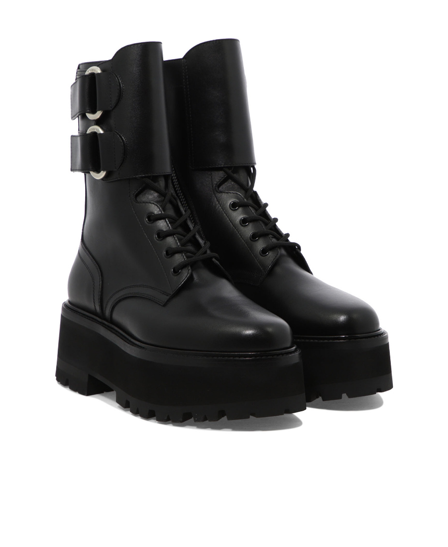 Celine Leather Ankle Boots In Black