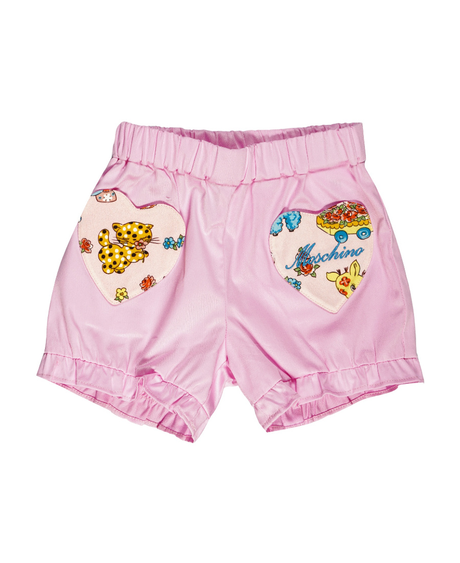 Moschino Logo-patch Cotton Shorts In Pink