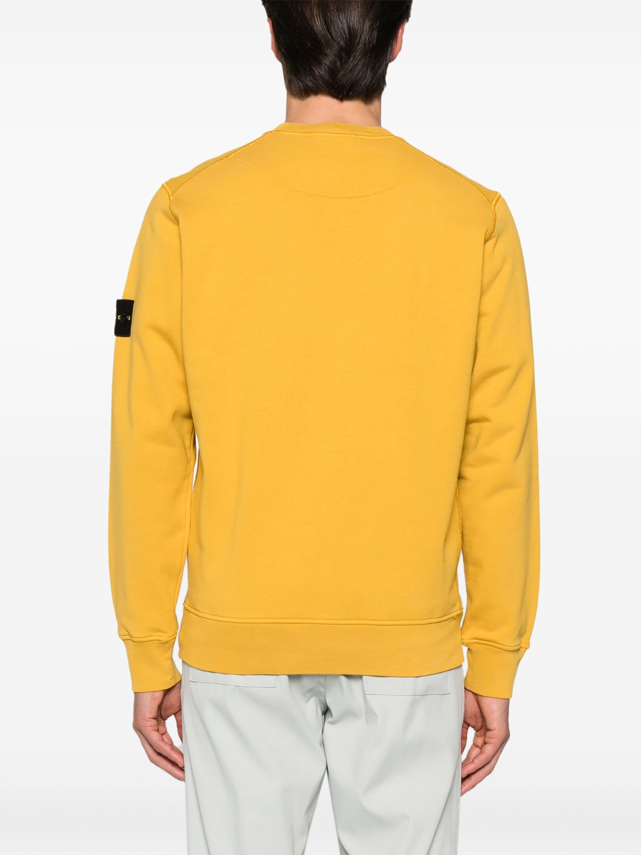 Stone Island Compass-badge Cotton Jumper In Yellow