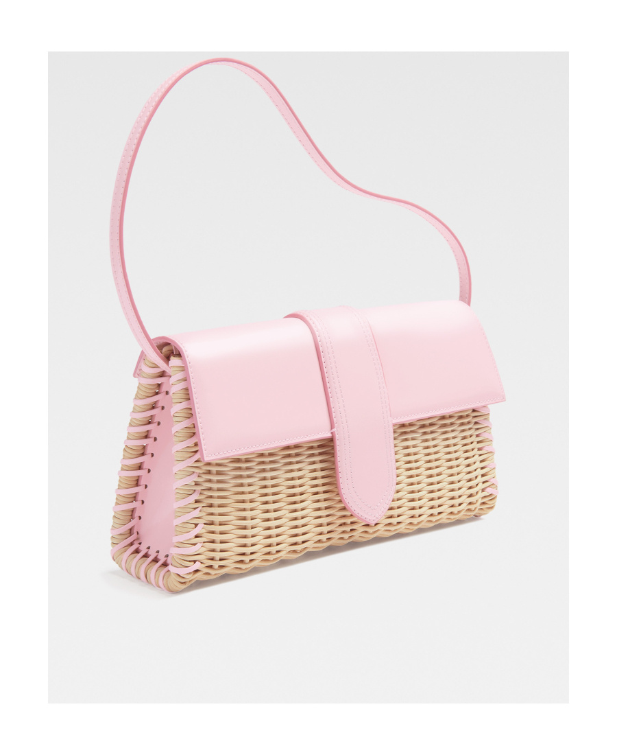 Jacquemus Le Bambino Long Osier Flap Bag In Pink