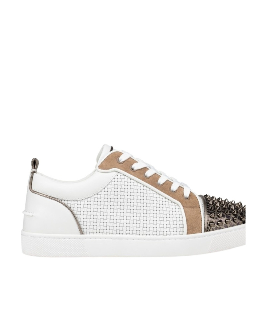 Christian Louboutin Louis Junior Spikes Leather Sneakers In White