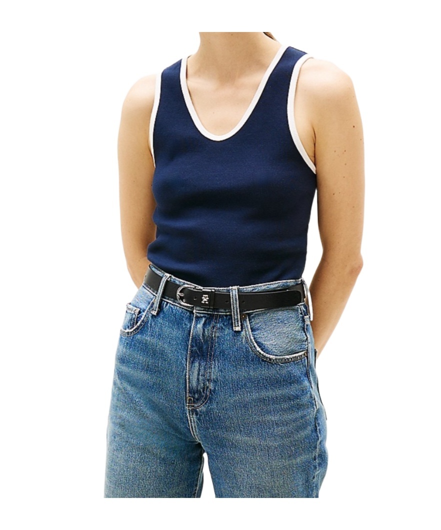 Tommy Hilfiger Soft Tank Contrast Trim In Blue