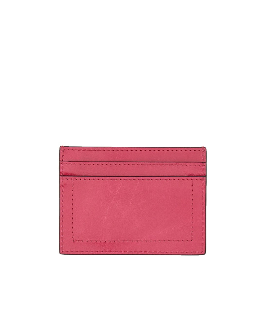 Moschino Women Card Holder With Gold Plaque In Red