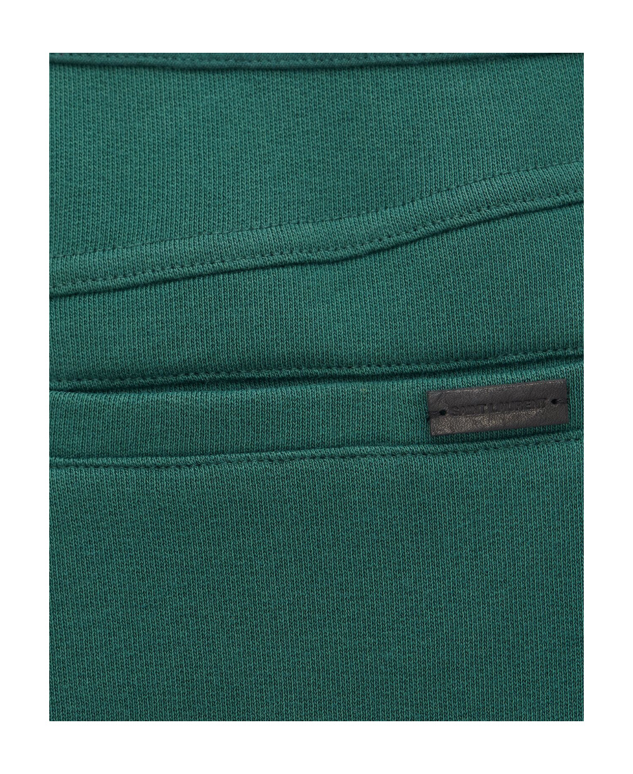 Saint Laurent Embroidered-logo Drawstring Track Pants In Green