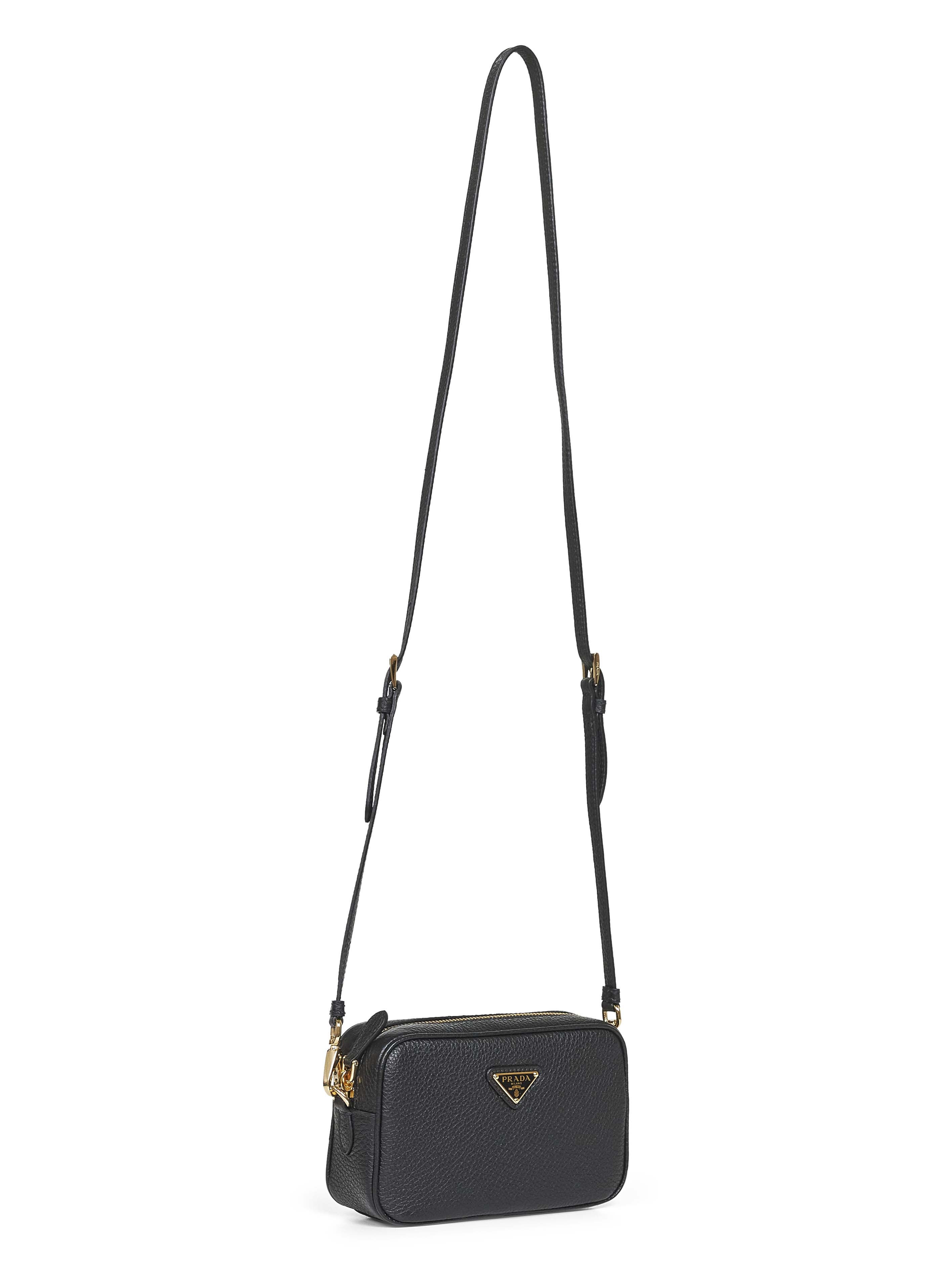Prada Mini Leather Shoulder Bag In Black