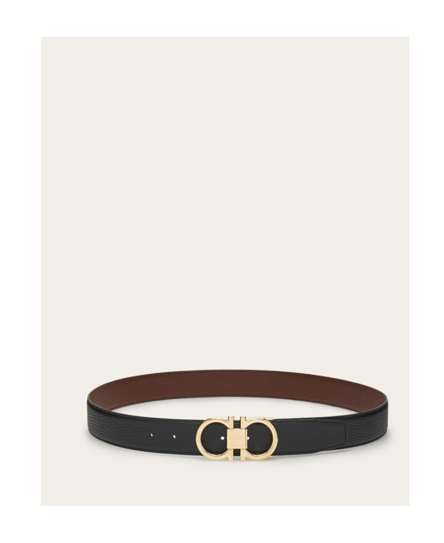 Ferragamo Leather Reversible Belt In Black