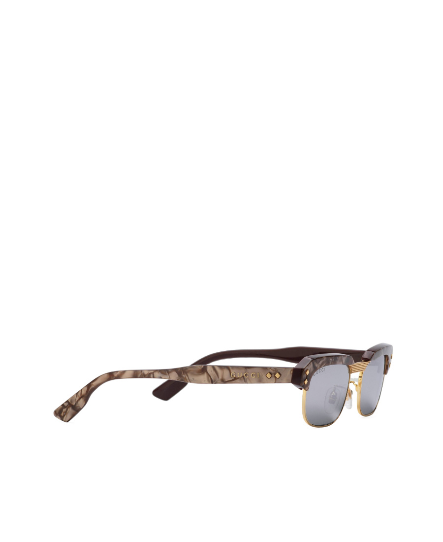 Gucci Logo-lettering Rectangular-frame Sunglasses In Gray