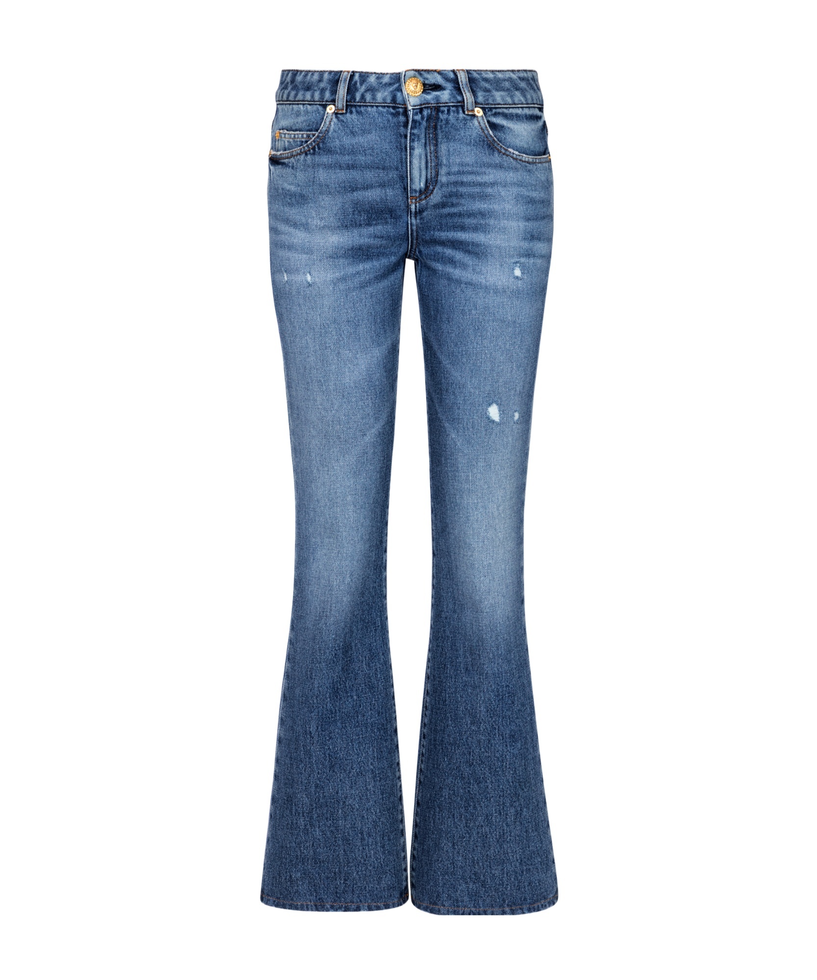 Balmain Flared Cotton Denim Jeans In Blue