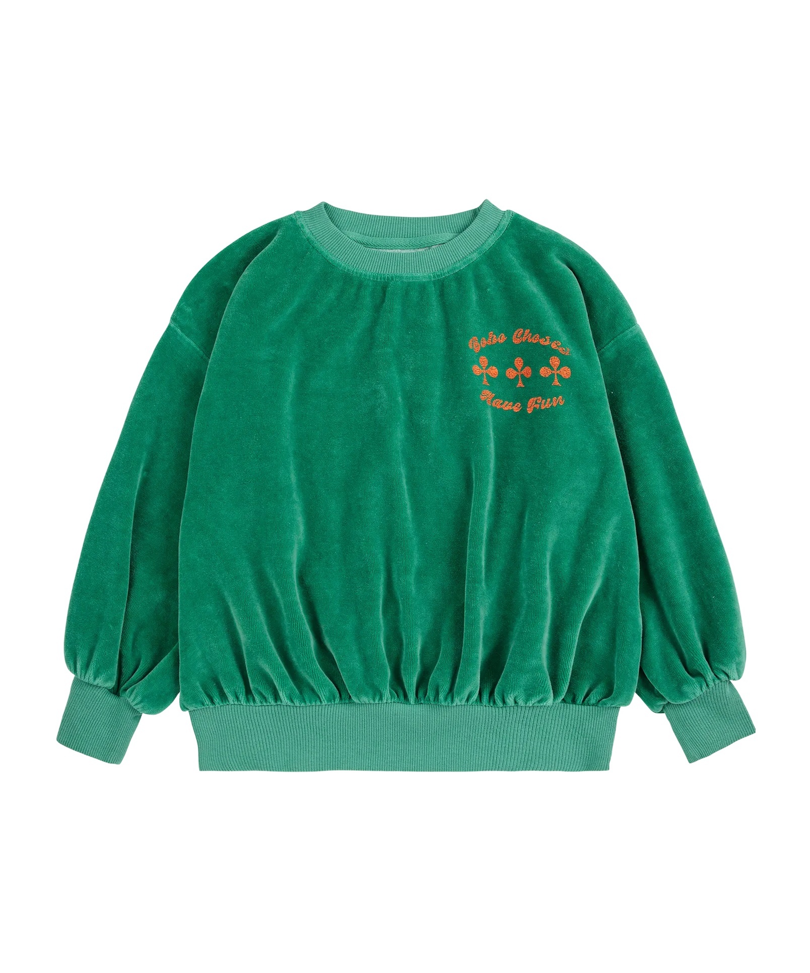 Bobo Choses Have Fun Velvet Sweatshirt In Green