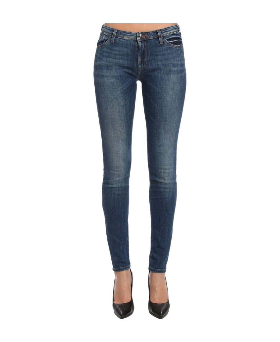 Emporio Armani Logo Slim Jeans In Blue