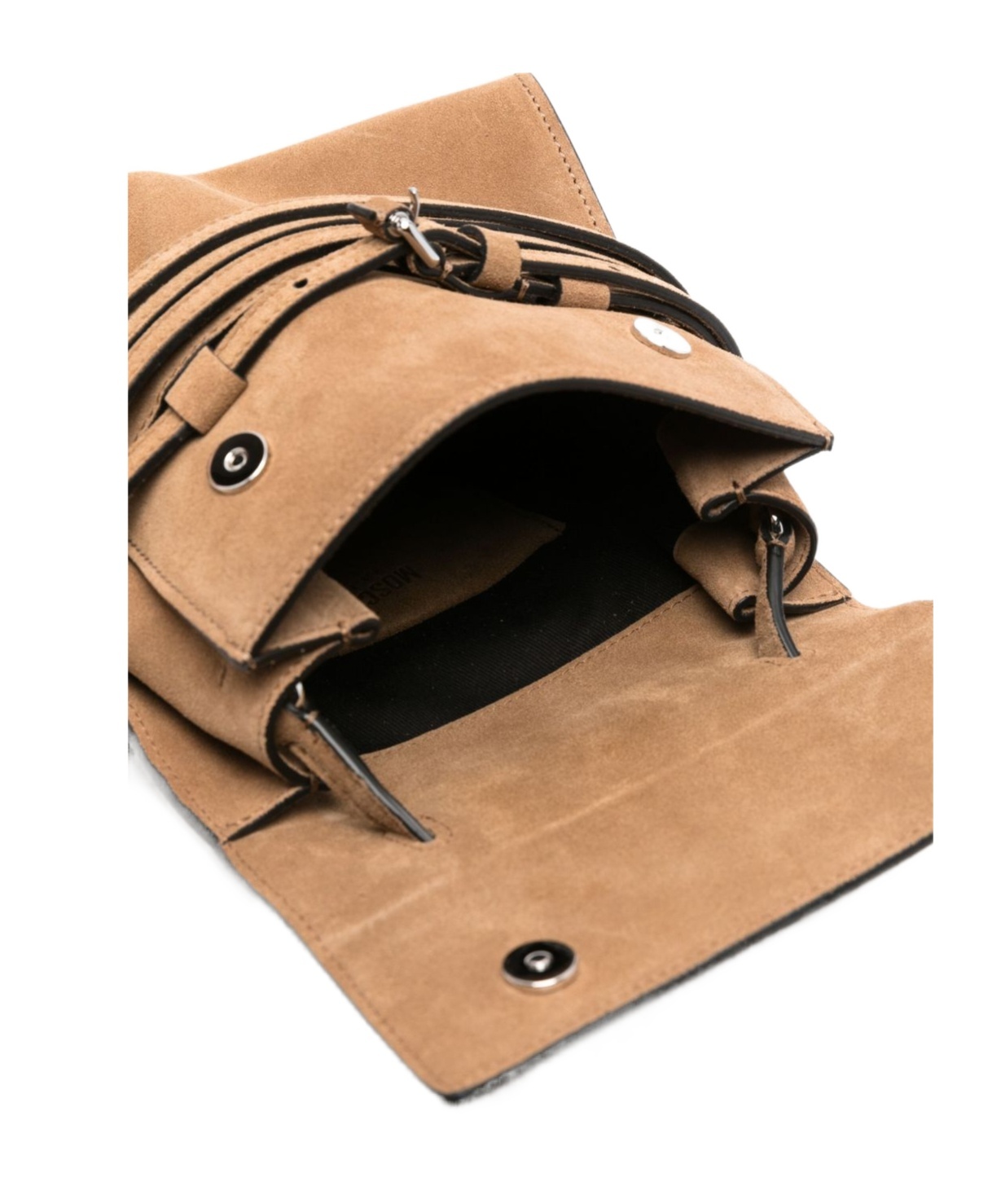 Moschino Small Tie Me Suede Tote Bag In Brown