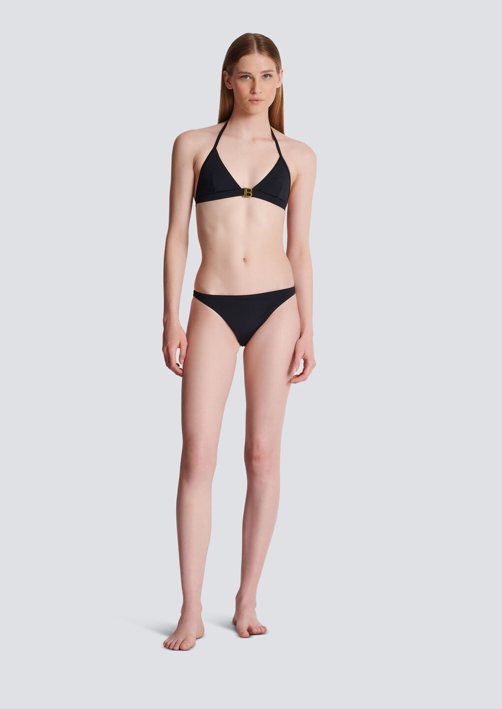 Balmain Logo-print Triangle Bikini Set In Black