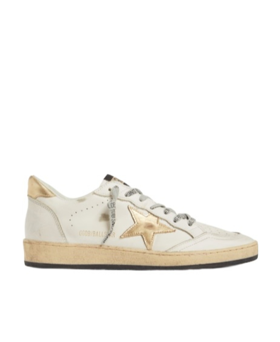 Golden Goose Leather Sneakers With Laminated Star And Heel Detail In Multi