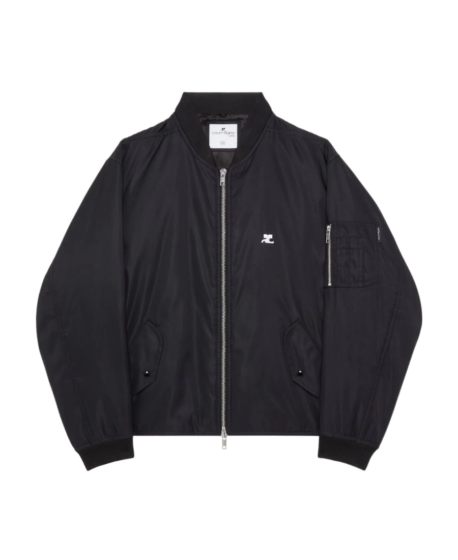 Courrèges Logo-embroidered Bomber Jacket In Black