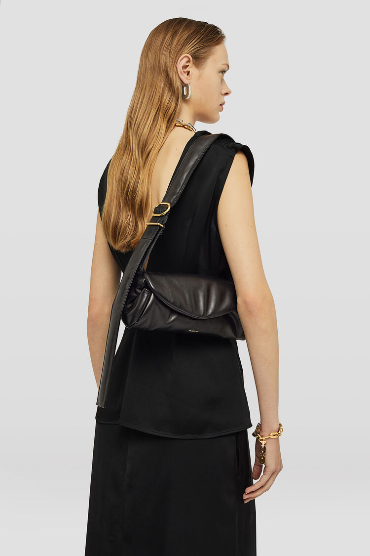 Jil Sander Small Cannolo Padded Shoulder Bag In Black