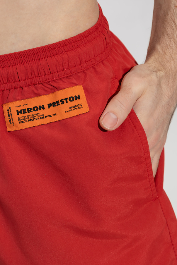 Heron Preston Elastic Swimming Trunks In Red