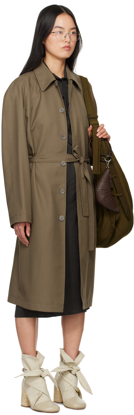 Lemaire Belted Trench Coat In Brown