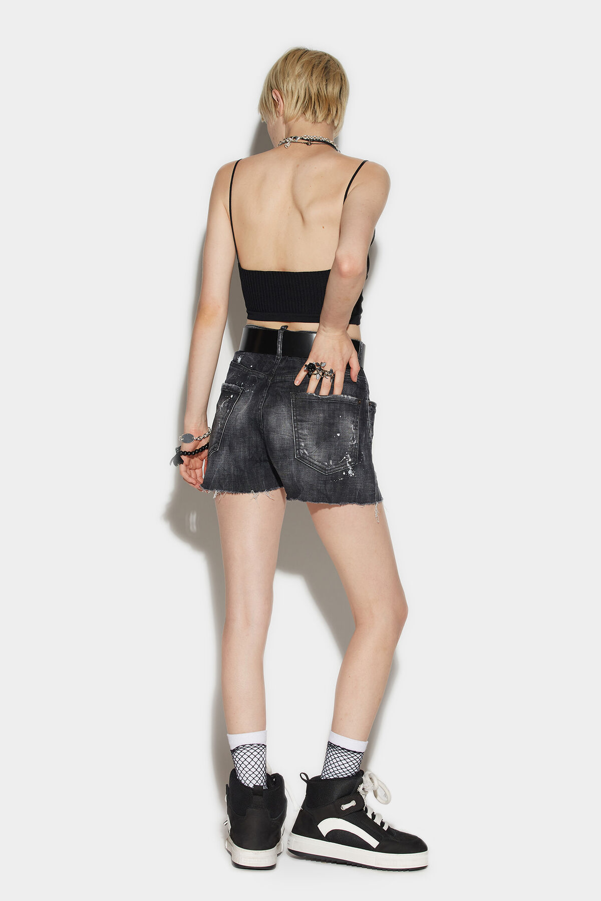 Dsquared2 Raw Cut Baggy Denim Shorts In Black